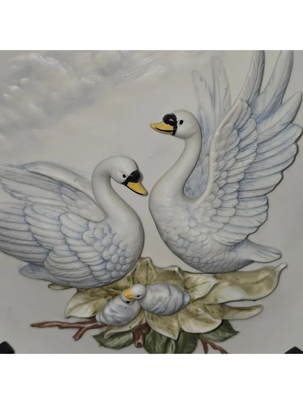VTG Ardalt Lenwile China 3D Swan Wall Plate Hanging Plaque Hand Painted 7229 8